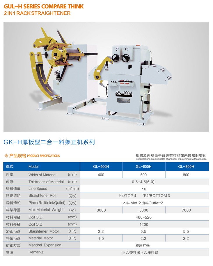 GL-H厚板型二合一料架矫正机系列